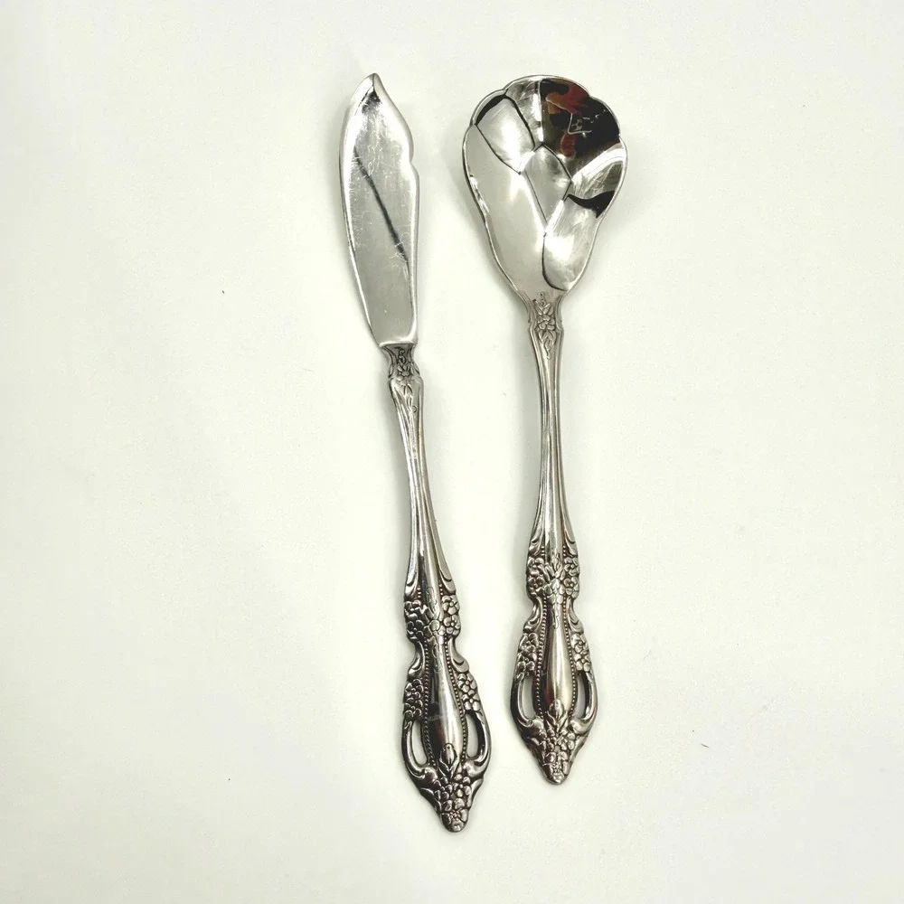 Oneida Distinction Deluxe Raphael Stainless Steel Sugar Shell Spoon Butter Knife